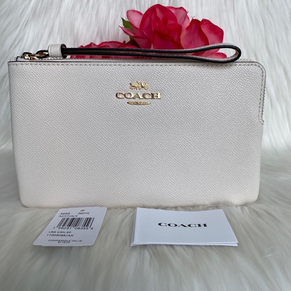 Coach Large Corner Zip Wristlet Color Chalk - Picture 7 of 14